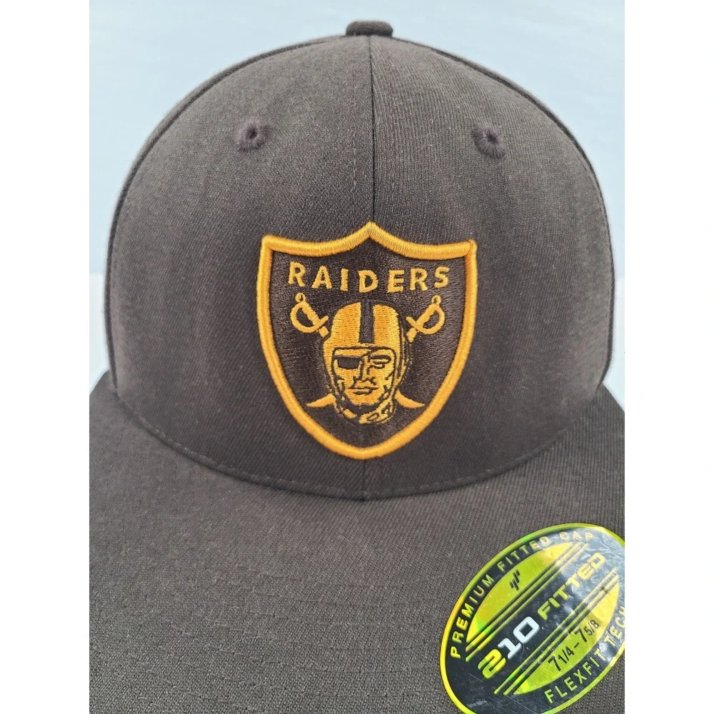 210 Fitted Las Vegas Raiders UPS Mashup Hat Brown Gold Flat Brim 7 1/4 - 7 5/8